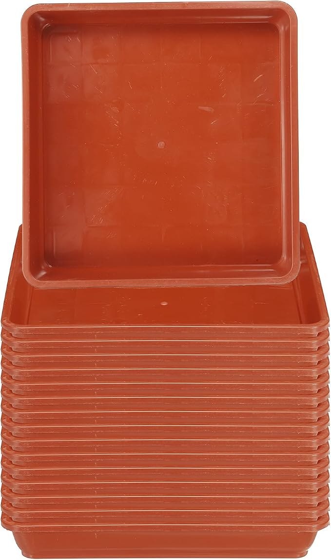 PATIKIL Plant Saucer Tray, 15 Pack 10 Inch Plastic Square Plant Saucer Flower Planter Drip Tray for Indoors Outdoors Patio Balcony, Terracotta