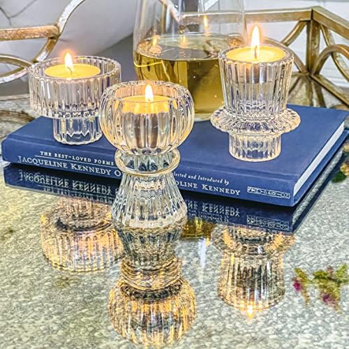 Kate Aspen Vintage Ribbed Glass Black Candlestick Holders, Pillar Candle, Tealight & Votive Candle Holders (Set of 6, 3 Assorted Sizes), Dining Table Decor, Shelf Decor, Centerpiece - Image 4