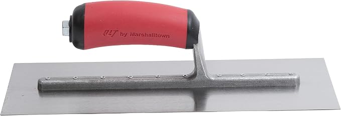 MARSHALLTOWN QLT Concrete Finishing Trowel, 12 x 4 Inch Carbon Steel Blade, Soft Grip Handle, FT372R