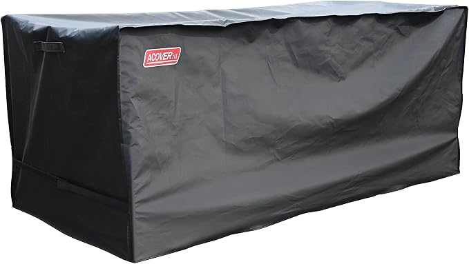 Keter XXL Storage Box Cover with Straps and Handles, Waterproof Heavy Duty Outdoor Furniture Deck Box Cover, 63"L x 30"D x 28.3"H Black