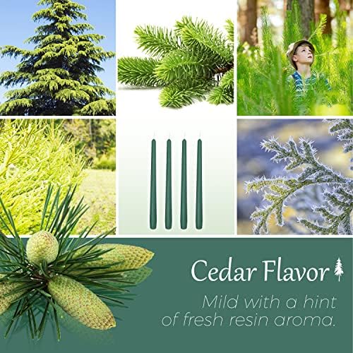 10 inch Forest Green Taper Candles Set of 4 - Cedar Scented Taper Candles Smokeless Candle - Slow Burning Candle Sticks for Home Wedding Dinner Holiday Party - Image 4