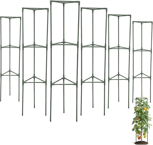 Tomato Cages for Garden,6 Pack 50in Tall Tomato Plant Support Stakes Adjustable Heavy Duty Steel Plant Tower Stakes, Updated Cucumber Trellis Garden Cages for Climbing Plants Vegetable Flowers