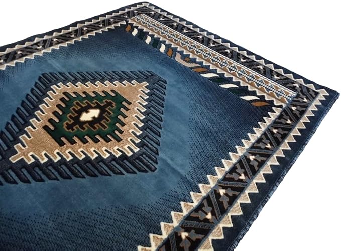 YHSF South West Native American Area Tribal Rug - Blue-Green, 5' x 7' | Easy-Clean, Soft & Durable Tribal Rug for Living Room, Bedroom, Kitchen & More - Stain-Proof Runner for Home Decor