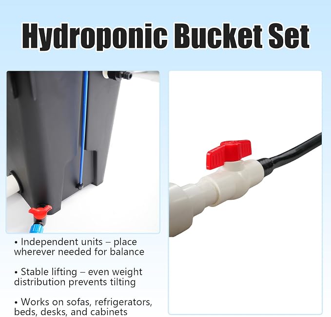 DWC Hydroponic System, Hydroponic Bucket Set (6 Planting Buckets+1 Storage Bucket), 7.13Gallon Water Culture Growing Bucket with Air Pump & Top Drip Kit, for Indoor/Outdoor