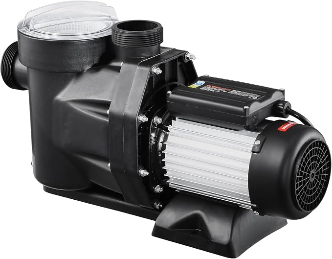 VEVOR Above Ground Pool Pump, 1.5HP, Self Priming Single Speed Swimming Pool Pump, 220V 3450 RPM 55 ft Max Head Lift with PP Shell Strainer Basket, 122°F Max Water Temp, for Hot Tubs Spas, No Plug