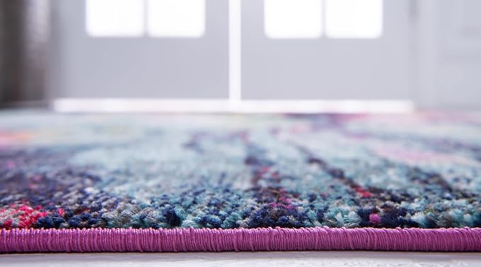 Unique Loom Chromatic Collection Modern Colorful & Vibrant Abstract Area Rug For Any Home Décor (2' 7 x 10' 0 Runner, Multi/ Light Blue)