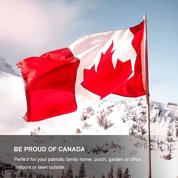 Canada Flag 5x8 FT, Large Canadian Flags Durable Embroidered Maple Leaf with Vivid Color, Triple Stitching, Canvas Header and Brass Grommets for All-Weather Outdoor Display
