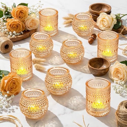 Rubtlamp 24pcs Gold Votive Candle Holder, Two Size Tea Light Candle Holders, Glass Candle Holder for Table Centerpiece, Wedding, Baby Shower, Birthday and Home Decorations by Rubtlamp