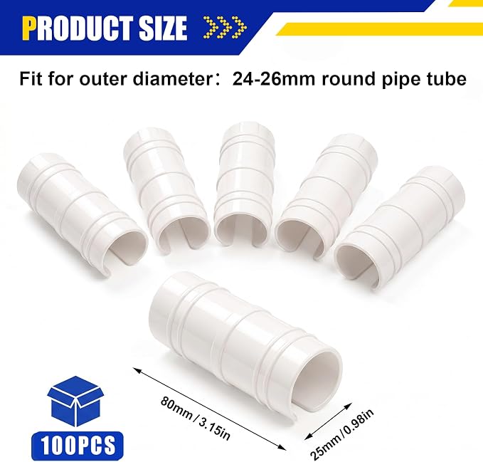 100 Pcs 1 Inch Greenhouse Clips, 25mm White Plastic Clamp Garden Buildings Frame Snap PVC Pipe Tube Clips for Greenhouse Films Sunshade Nets Row Covers Shelters Fixing, Farming, Gardening
