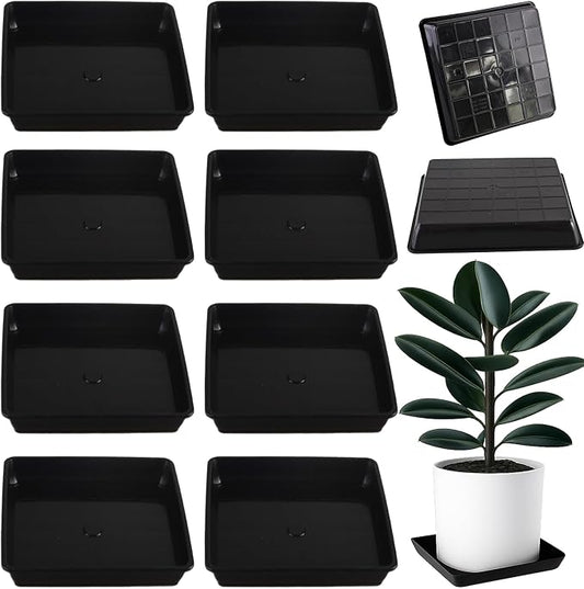 10 Pack Square Plant Saucer 14 Inches Plant Trays for Pots Plastic Square Drip Trays Flower Pot Saucers Black Planter Water Tray Plant Drainage Tray, Black