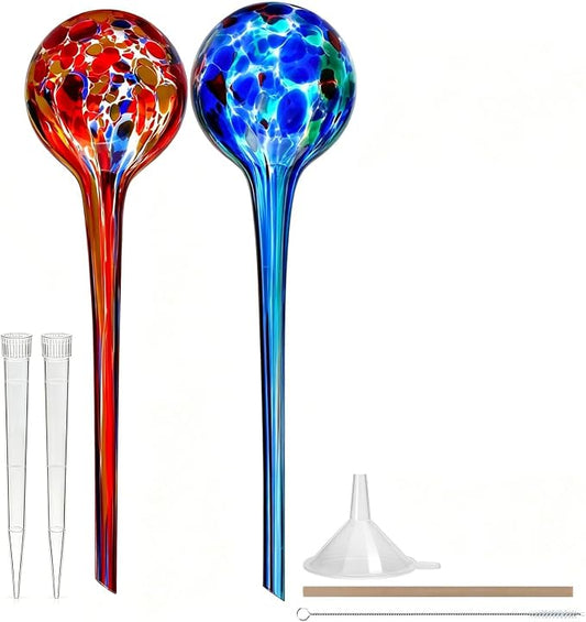 Plant Watering Globes Automatic Glass Watering Bulbs, Glass Ball Planter, Decorative Garden Watering Plant Watering Bulbs with 2-Pack, 3.35 inch Diameter
