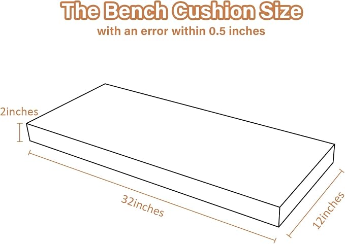 32x12x2 Linen Bench Cushion, Strengthen Breathable Indoor Seat Cushions, High-Density Bench Pad with Anti-Slip Bottom, Indoor Cushion for Bay Window Porch Furniture - Grey