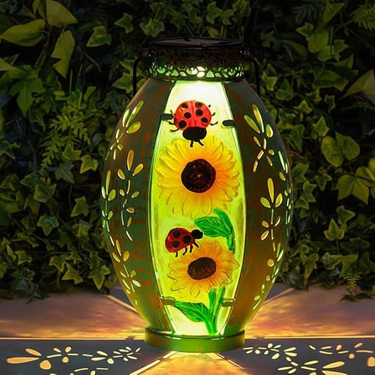 STARSOUL Solar Lantern Outdoor Waterproof, Hanging Solar Lantern for Patio Garden Yard Decor, Sunflower Garden Decor, Sunflower Gift for Women
