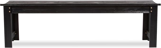 Shine Company Outdoor Wooden Backless Patio Garden Bench, 5 Ft, Black