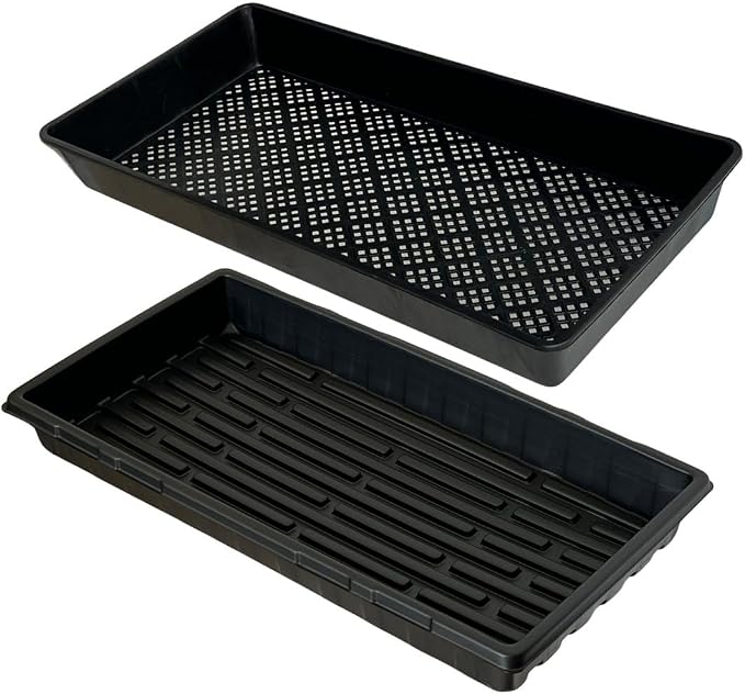 1020 Trays Set - 5 Pack (10 Pcs) Durable 1020 Mesh Tray and No-Hole Tray, Ideal Soil Blocking Trays for Seedlings, Microgreens, and Hydroponics, Heavy-Duty