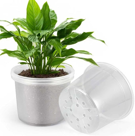 10 Inch Clear Nursery Pots with Drainage Holes, 5 Pack Plastic Pots for Plants, Seedling Starter Pot Variety Pack, Garden Plant Pots for Succulents Flowers Cactus
