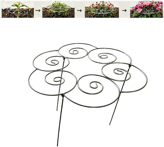 Metal Plant Support Ring for Garden, Heavy-Duty Peony & Dahlia Cage, Stackable Flower Support for Indoor & Outdoor Plants, Decorative Grow-Through Ring, Orchid Clip