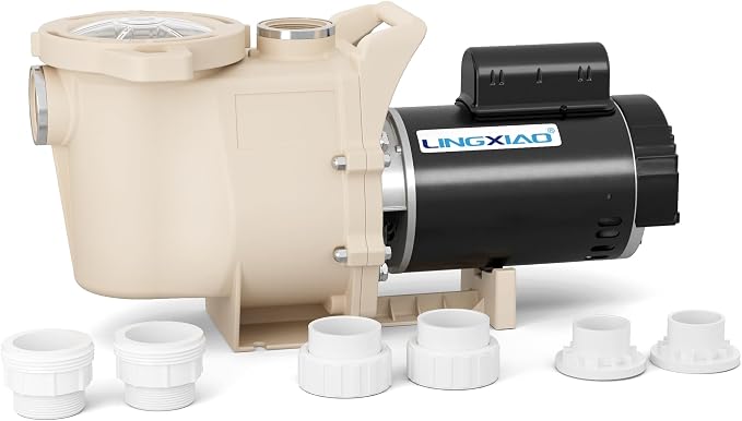 1.5 HP Pool Pump, 6815 GPH High Flow Self Primming Pool Pump Inground, 115V/230V, Low Noise Swimming Pool Pump In/Above Ground with Filter Basket and 2"/1.5" Fittings