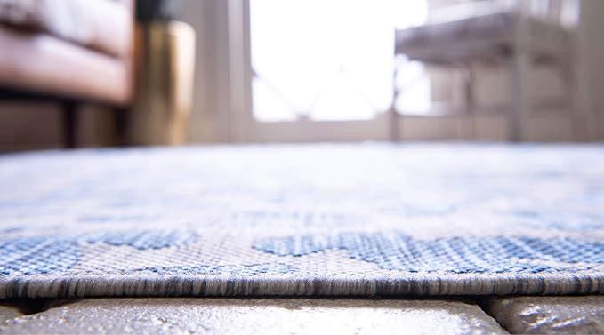 Unique Loom Outdoor Safari Collection Area Rug - Leopard (2' x 6' 1" Runner, Blue/ Gray)