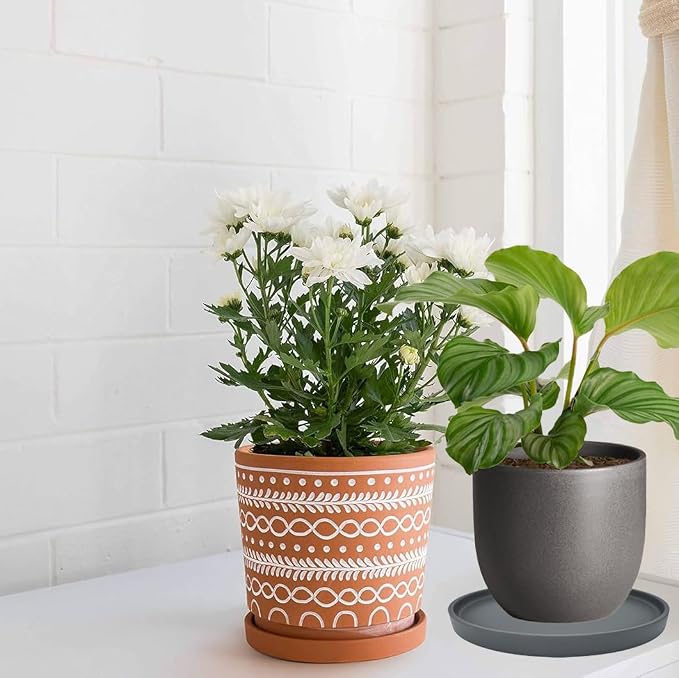 Yukfona Ceramic Plant Saucer Tray 1 Pcs 10 Inch Grey, 10.83" OD x10.24 ID x1.1 Deep| Fits Flower pots Bottom≤ 10.24", Heavy Duty Glazed Round Planter Drip with Catch Basin for Indoor Outdoor Plants