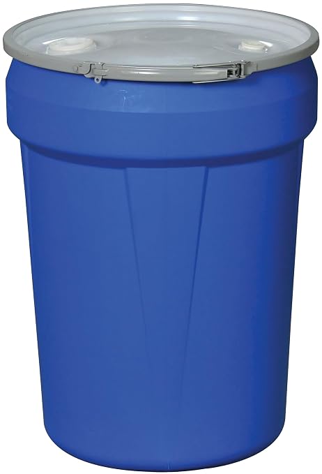 Eagle 30 Gallon Drum with Bung Lid and Metal Lever-Lock, 28.5"x21.1", Open Head Lab Pack Plastic Drum Made of Durable, Lightweight HDPE, Withstands Weather and Chemicals, Made in USA, Blue, 1601MBBG