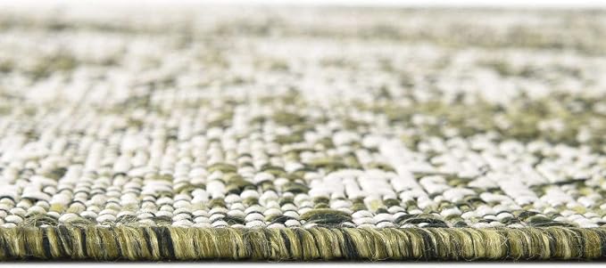 Unique Loom Outdoor Traditional Collection Area Rug - Valeria (5' 3" Square, Green/ Light Green)