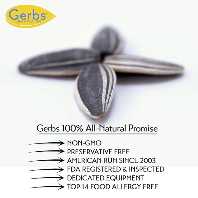 Gerbs Raw Whole Sunflower Seeds 4 lbs. | In-Shell, No Artificial Additives, Resealable Bag | Crack-and-Eat Crunchy Snack | Top 14 Allergen-Free