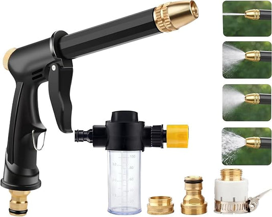 High Pressure Water Hose Nozzle，2026 New Adjustable Rotary Spray Gun with Jet Hose Nozzle High Pressure, Anti‑Slip Grip & Quick Connector, Ideal for Car Washing, Garden, Lawn, Plants & Pets