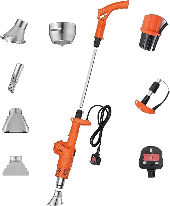 Electric Weed Burner 2000W Thermal Weeder & Hot Air Gun, 1202℉ Max Temperature, Includes 5 Nozzles, Ideal for Garden Grass, BBQ Ignition, Ice Melting