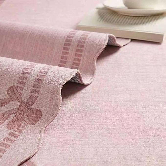 Latte&Fog 8x10 Area Rugs for Living Room Washeble Cute Scalloped Pink Rug | for Girls Bedroom Dining Kitchen Kids Playroom Nursery Classroom Dorm Farmhouse Office, Non Slip Low Pile Soft Floral Carpet