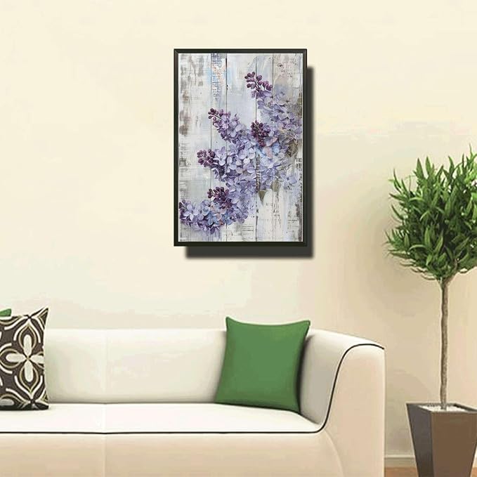 Metal Sign Tin Sign Vintage Wall Art Antique Spring Lilacs Tin Sign for Shabby Chic Gardens Soft Purple Hue Displays and Corrosion Res Tin Sign Gift for Home Decor 6×8 Inches with Metal Frame