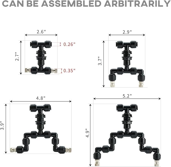 VEXPLO Reptile Terrarium Misting Nozzle 360 Degree Adjustable Reptile Fogger Mist Sprinkler, Dual-Head Black Misting Spray Nozzles for Aquarium Rainforest