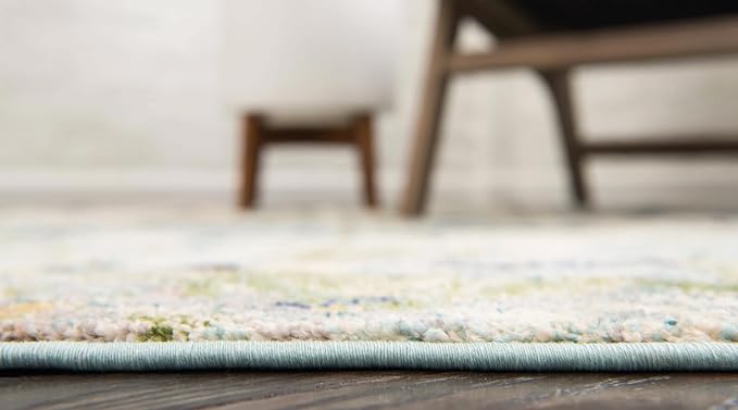 Unique Loom Chromatic Collection Area Rug - Champagne (8' Round, Light Blue/ Blue)