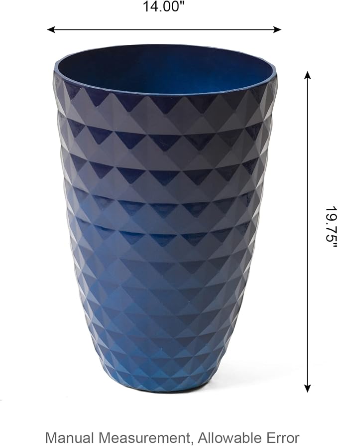 Glitzhome 19.75" H Oversized Tall Planter,Modern Set of 2 Textured Gradient Cobalt Blue Round Garden Plant Pots with Drainage Holes Flower Containers for Indoor Outdoor, Front Door, Patio and Deck