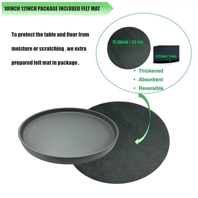 Yukfona Ceramic Plant Saucer Tray 1 Pcs 12 Inch Grey, 12.5" OD x11.9 ID x1.6 Deep| Fits Flower pots Bottom≤ 11.9", Heavy Duty Glazed Round Planter Drip with Catch Basin for Indoor Outdoor Plants