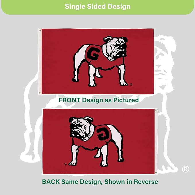 NCAA University of Georgia Flag with Grommets, 3'x5' UGA Bulldogs Outdoor College Flags & Banners for Garden Patio Indoor Wall Décor