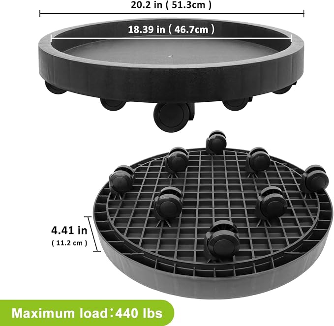 1Pack 20''Extra Large Plant Stand with Wheels, Plant Stand Dolly for Heavy Planter,Wheeled Planter Saucer Tray,Rolling plant stand,Heavy-Duty Plant Caddy with Casters for Indoor and Outdoor(Black)