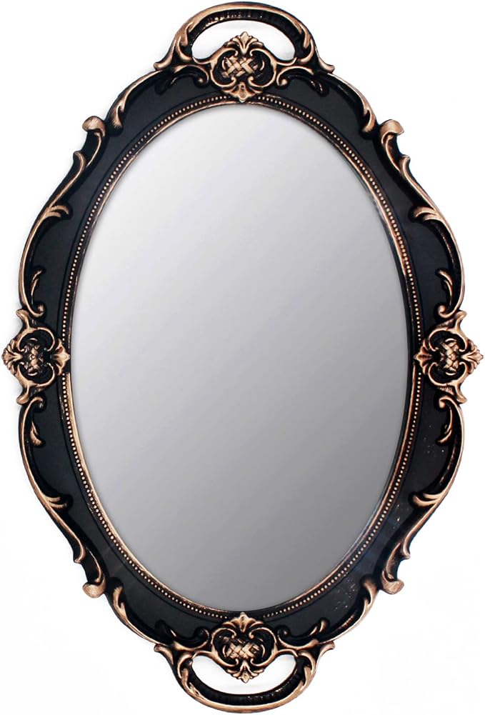 YCHMIR Vintage Mirror Small Wall Mirror Hanging Mirror 14.5 x 10 inchs Oval Brown