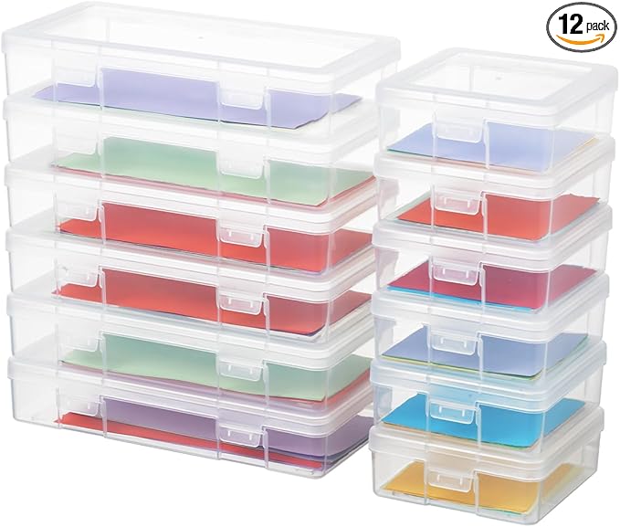 novelinks Clear Pencil Box and Small Plastic Storage Containers with Lids | 6 Pack Small + 6 Pack Medium, Board Game Storage Containers, Task Boxes for Special Education, Balloon Storage Organizer