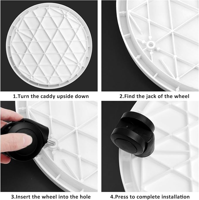 2Pack 13.98'' Plant Caddy with Wheels, Plant Stand Dolly for Heavy Planter,Wheeled Planter Saucer Tray,Rolling plant stand,Heavy-Duty Plant Caddy with Casters for Indoor and Outdoor(White)