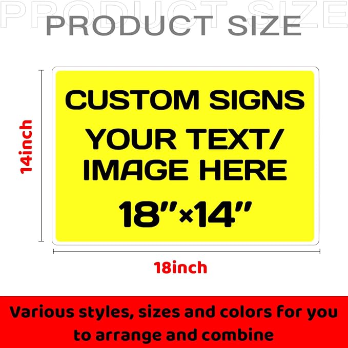 Personalized signs,Aluminum Weatherproof Metal Sign Multiple Sizes Custom Personalized Text And picture Here,hazard sign,garden sign,custom door sign,Customised business signs Yellow 18×14
