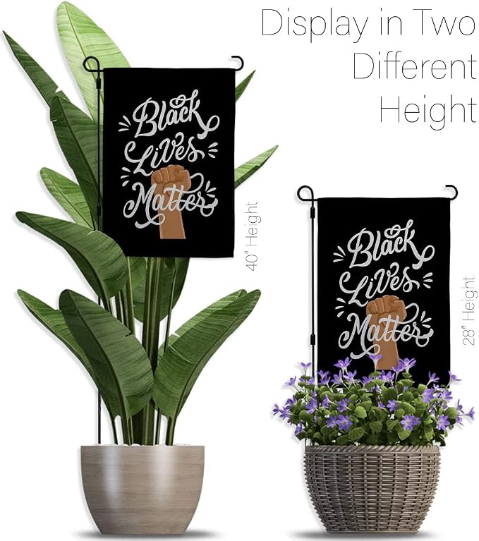 Stop Racism Garden Flag Pole Home Decor Banner Room Wall Art Patio Lawn Front Porch Outdoor Decorations Small Tapestry Yard Sign Black History Month BLM African Americans Heritage Made in USA