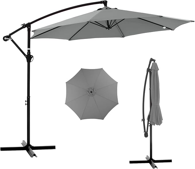NEWBULIG 10FT Patio Umbrella, Offset Cantilever Outdoor Patio Table Umbrella, UV Protection, Fade Resistant Fabric, Easy Tilt Adjustment for Pool, Deck, Garden, Backyard, Red