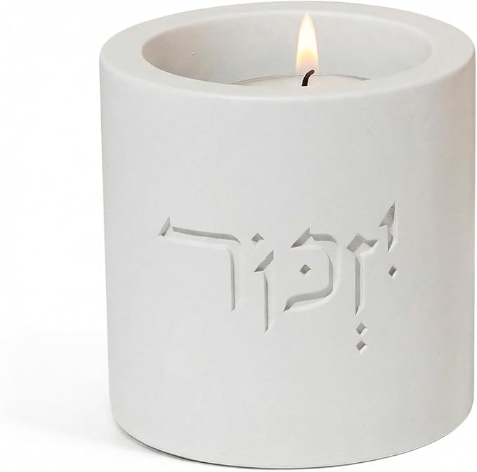 SURI Yizkor Remembrance Candle Holder – Modern Concrete Tea Light Holder for Jewish Memorial Home Decor, Yahrzeit & Yom Kippur, Ner Neshama Tradition