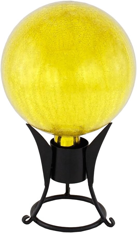 Achla Designs 10-inch Crackle Gazing Globe, Lemon Drop