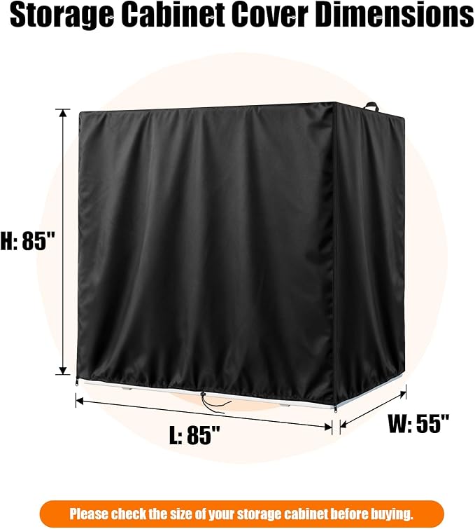 Kasla Storage Cabinet Cover, Outdoor Chest Storage Waterproof Cover, Weatherproof Cabinets Covers for Kitchen Patio Garden Backyard (85"L×55"W×85"H)