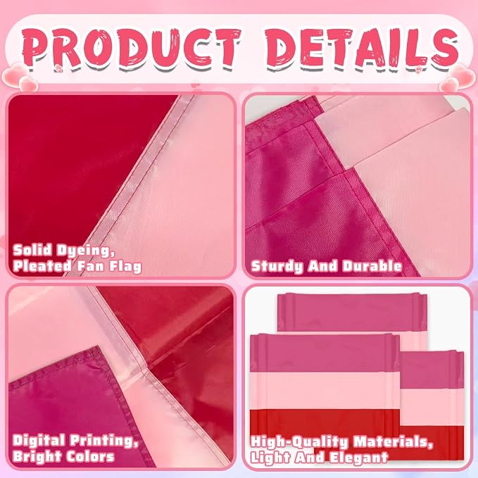 3Pack Lesbian Pride Bunting 2 x 20 Ft Pink Red White Pride Decorations, LGBTQ Lesbian Party Banner for Pride Month, WLW Wedding, Gay Pride Festival, Parade, Porch, Wall, Fence Decor