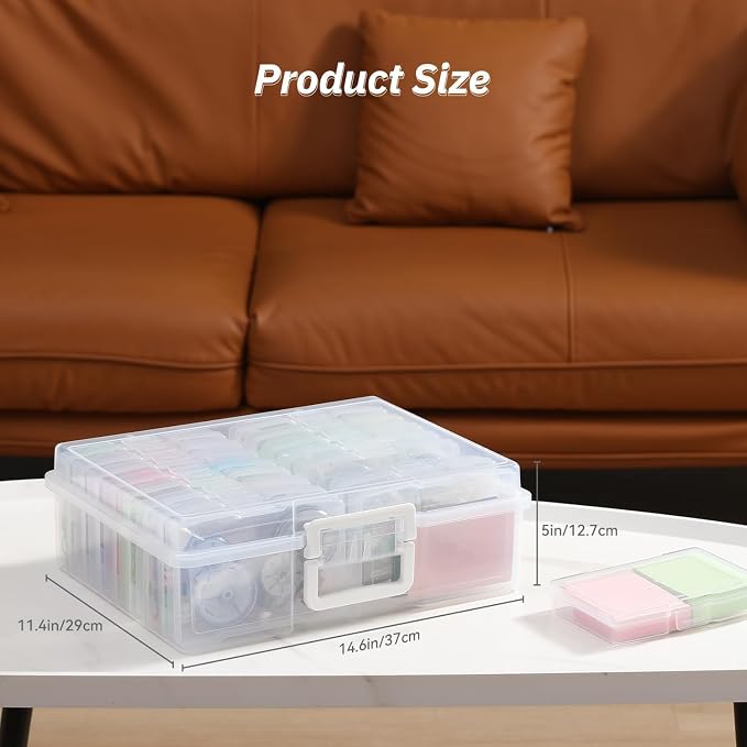 16 Pack Small Plastic Storage Box Gradient Color Storage Container (Clear)