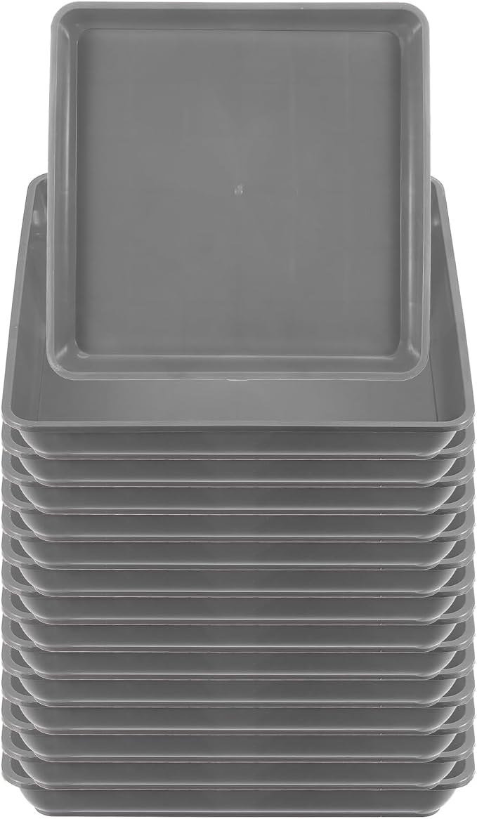 PATIKIL Plant Saucer Tray, 15 Pack 12 Inch Plastic Square Plant Saucer Flower Planter Drip Tray for Indoors Outdoors Patio Balcony, Dark Gray