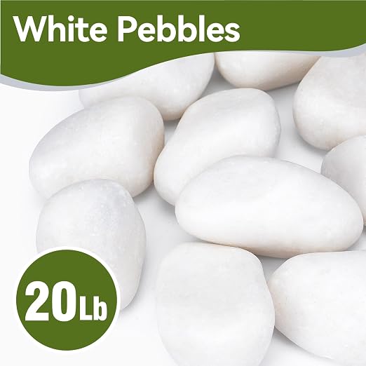 Pulovin 20 lbs White Rocks for Landscaping, 2-3 Inch Large White Rocks for Plants, Decorative Polished Stones for Garden, Walkways, Yard, Plants Pots, Vases, Crafts